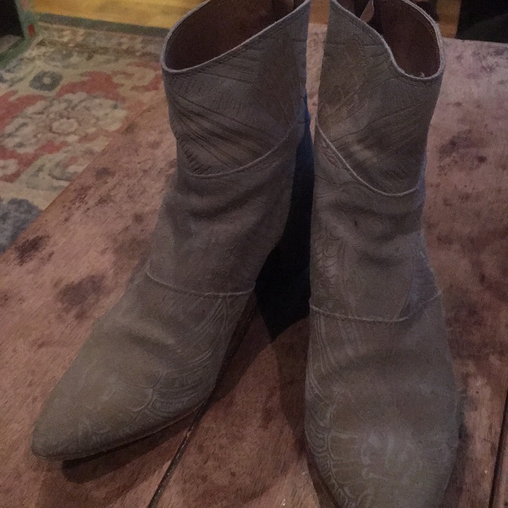 Free People Tapestry Print Suede Boots (40)